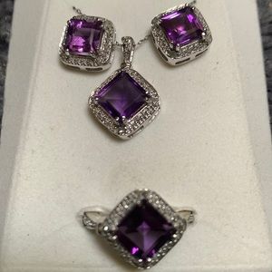 Amethyst & Sterling silver jewelry set